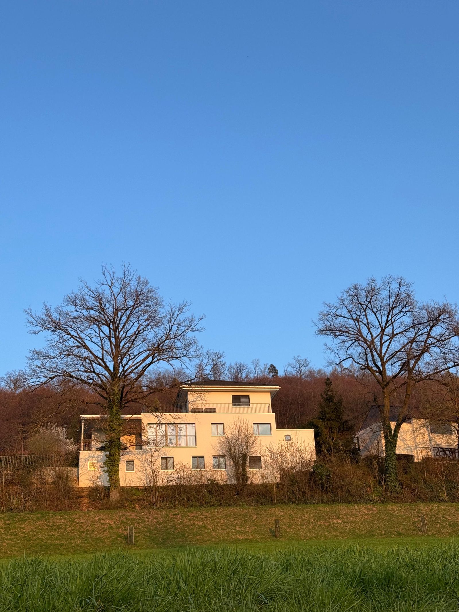 Villa 77 in evening light on the hillside above Unterendingen