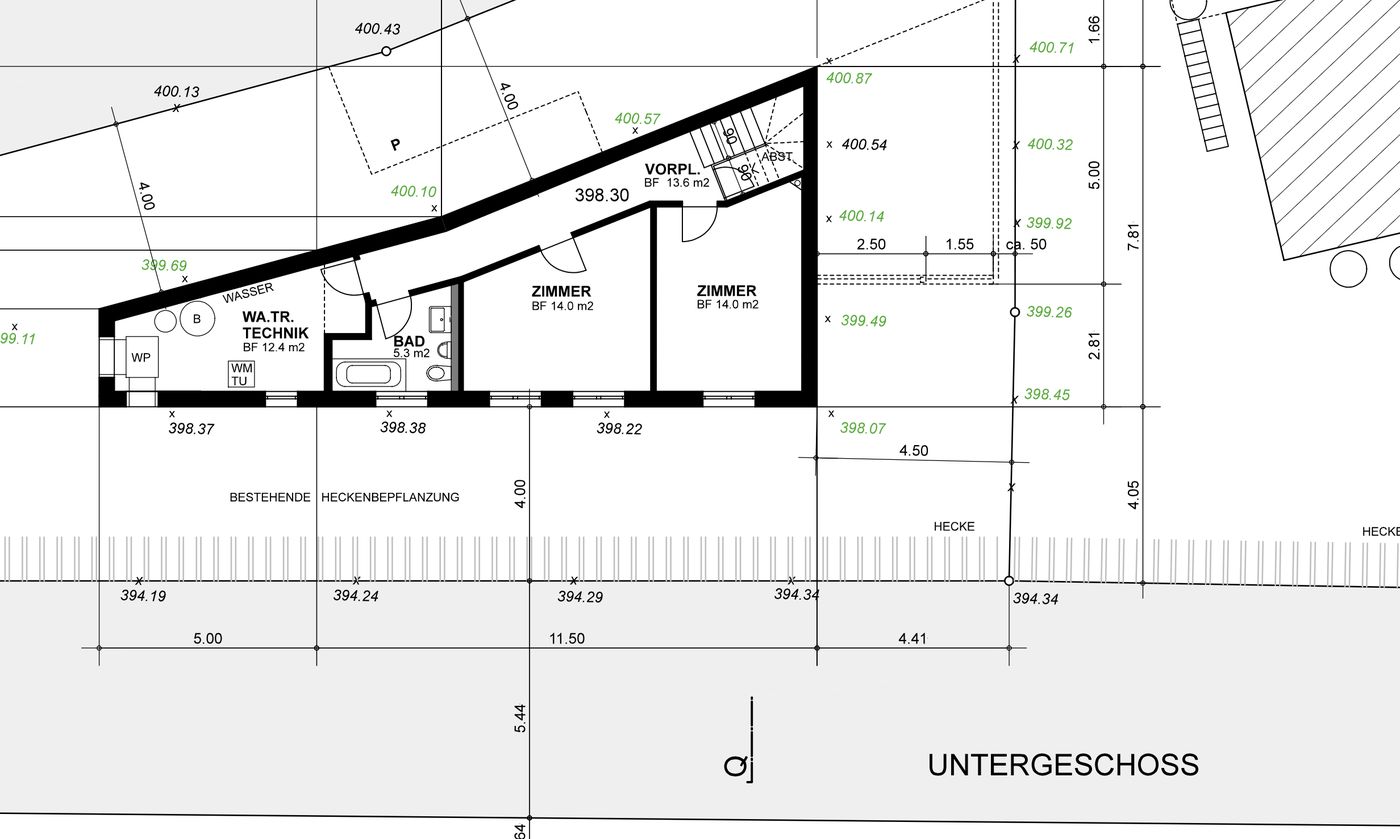 Lower floor plan of Villa 77 with bedroom, bathroom and utility room